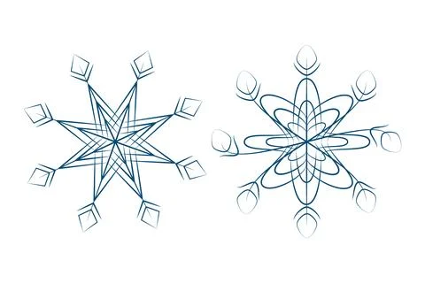 Set of 2 patterned unusual variation of snowflake. Design element for Christmas Stock Illustration
