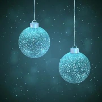 Set of 2 silver sparkled Christmas balls Stock Illustration