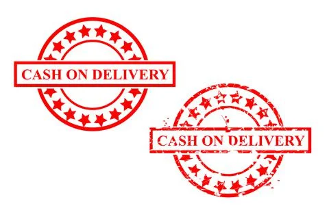 Set 2, Simple Vector rusty Red Circle Rubber Stamp, Cash on Delivery or COD Иллюстрация