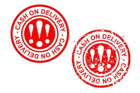 Set 2, Simple Vector rusty Red Circle Rubber Stamp, Cash on Delivery or COD Stock Illustration