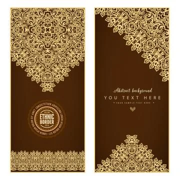 Set of 2 vector ornamental nature cards Stock Illustration