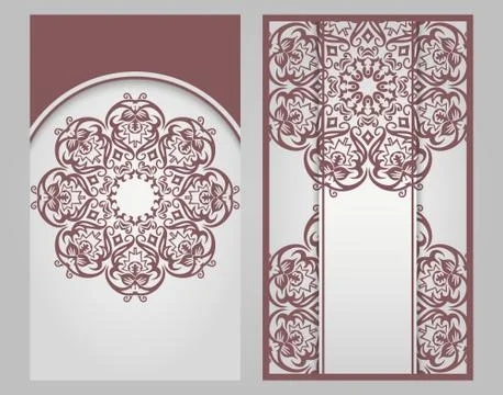 Set of 2 vector ornamental nature cards 스톡 일러스트