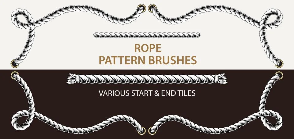 Set of 2 vector rope pattern brushes. 스톡 일러스트