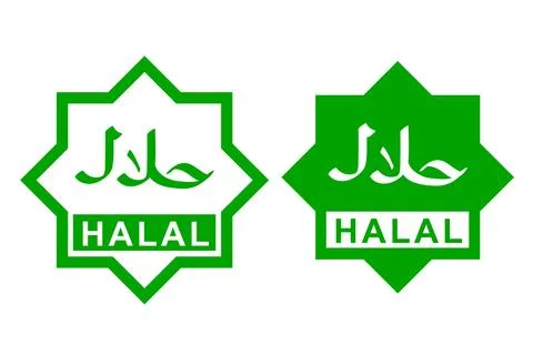 Set 2 vector sign halal, isolated on white Stock Illustration