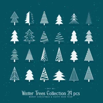 Set of 20 creative christmas tree designs Stock Illustration