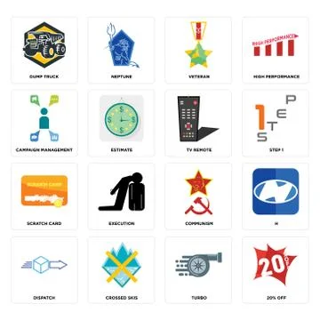 Set of 20% off, turbo, dispatch, communism, scratch card, tv remote, campaign Illustrazione stock gratuita