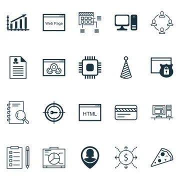 Set Of 20 Universal Editable Icons. Can Be Used For Web, Mobile And App Desig Stock Illustration