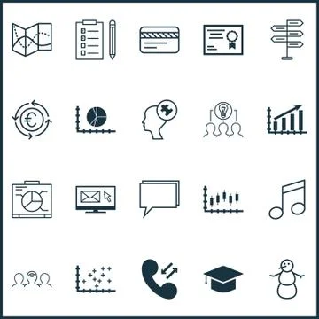 Set Of 20 Universal Editable Icons. Can Be Used For Web, Mobile And App Desig Stock Illustration