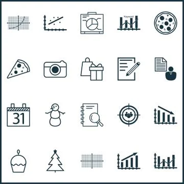 Set Of 20 Universal Editable Icons. Can Be Used For Web, Mobile And App Desig Stock Illustration