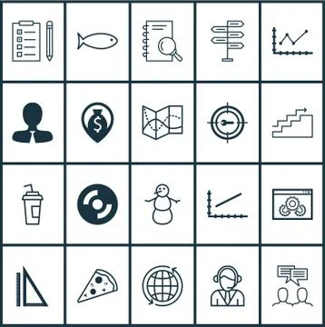 Set Of 20 Universal Editable Icons. Can Be Used For Web, Mobile And App Desig Stock Illustration