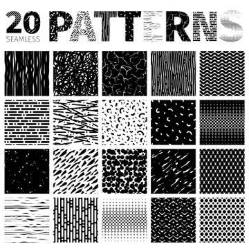 Set of 20 Various Abstract Patterns Stock Illustration
