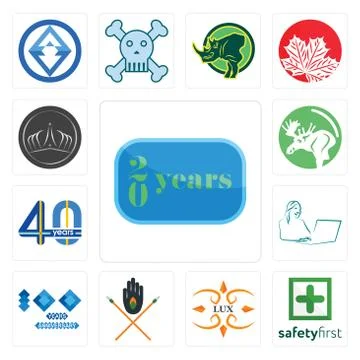 Set of 20 year, safety first, lux, tribe, 100 year anniversary, secretary, 40 無料イラスト素材