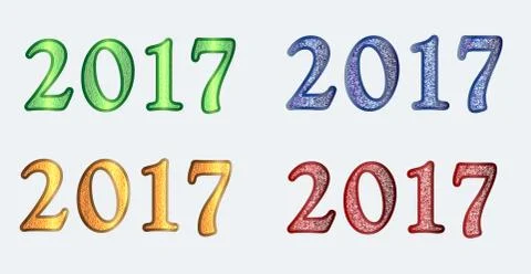 Set  2017 in different bright versions Stock Illustration