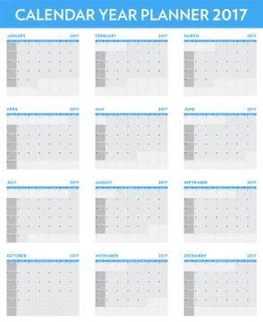 A set of 2017 year planner calender template Stock Illustration
