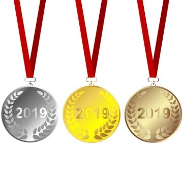 Set of 2019 medals Stock Illustration