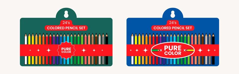 Set of 24 Colored Vector Crayons Stock Illustration