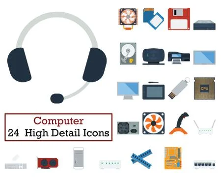 Set of 24 Computer Icons Stock Illustration