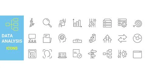 Set of 24 Data Analysis icon template for graphic and web design collection Stock-Illustration
