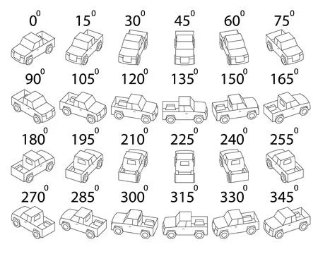 A set of 24 pickups from different angles. Stock Illustration