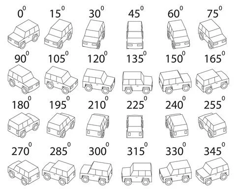 A set of 24 off-road vehicles from different angles. Stock Illustration
