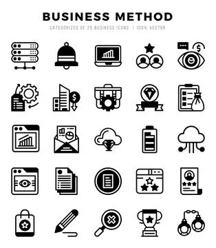 Set of 25 Business Method Lineal Filled Icons Pack. Stockillustratie
