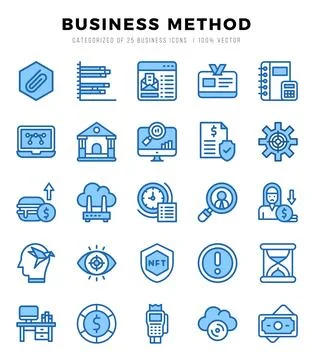 Set of 25 Business Method Two Color Icons Pack. Stock Illustration