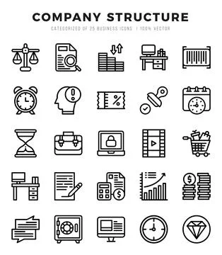 Set of 25 Company Structure Lineal Icons Pack. イラスト素材