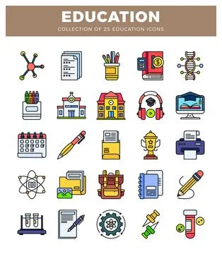 Set of 25 educational icons in flat design. perfect for digital learning an.. Illustrazione stock