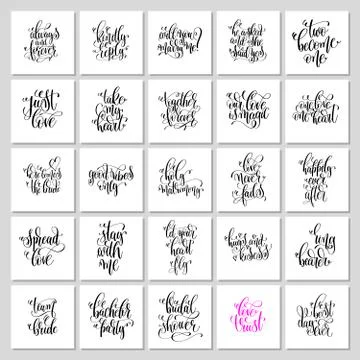 Set of 25 hand lettering wedding invitation and romantic valenti Stock Illustration