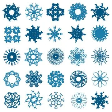 Set of 25 snowflakes Stock Illustration