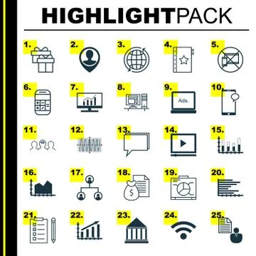 Set Of 25 Universal Editable Icons. Can Be Used For Web, Mobile And App Desig Stock Illustration
