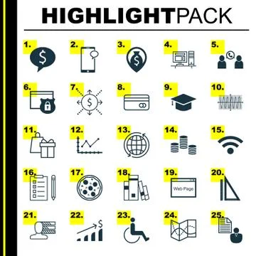 Set Of 25 Universal Editable Icons. Can Be Used For Web, Mobile And App Desig 스톡 일러스트