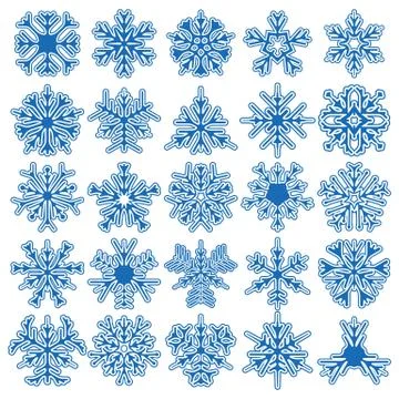 Set of 25 vector snowflakes Stock Illustration