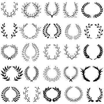 Set of 25 wreaths Stock Illustration