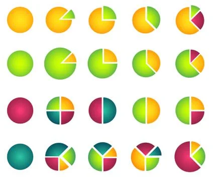 Set of 2D pie diagrams Stock Illustration