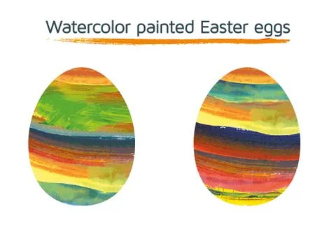 Set of 2l watercolor painted easter eggs Stock Illustration
