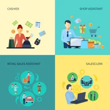 Set Of 2x2 Design Salesman Stock Illustration