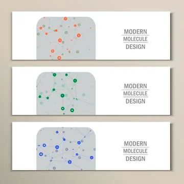 Set 3 abstract banner with geometric connect. Color composition for your design Stock Illustration