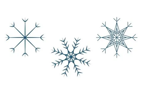 Set of 3 abstract patterned snowflakes. Design elements for posters, banner Stock Illustration