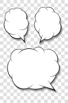Set of 3 abstract talking bubbles with shadow and white fill. Stock Illustration