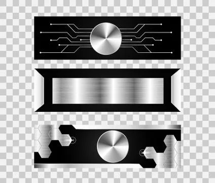 Set of 3 banner abstract technology concept. metallic hi tech future Stock Illustration
