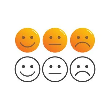 Set 3 basic emotion, sad, flat, smile. Vector icon template Stock Illustration