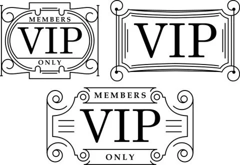 Set of 3 black and white VIP decors Stock Illustration