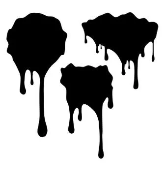 Set of 3 black decors with paint drips. Vector illustration for your design. 스톡 일러스트