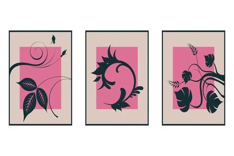 Set of 3 botanical posters. Stock Illustration