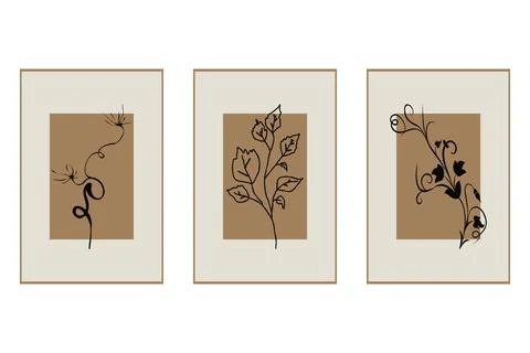 Set of 3 botanical posters. Stock Illustration