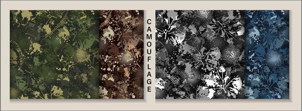 Set of 3 camouflage abstract patterns Stock Illustration