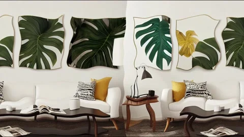 A set of 3 canvases for wall decoration in Stock Footage 220122903