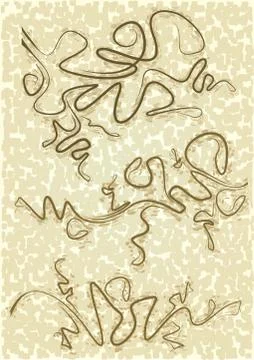  set of 3 decorative branches on shabby background Stock Illustration