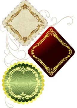 Set of 3 decorative label. Stock Illustration